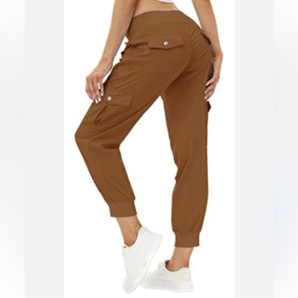Mofiz Women’s Cargo Jogger Pants Large High Rise Drawstring Utility Rust